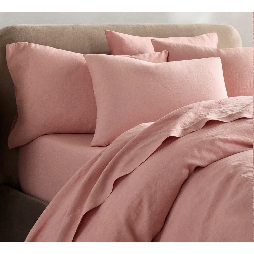 Quince European Linen Duvet Cover Full/Queen Rose Pink Button Closure New In Bag - Picture 4 of 8